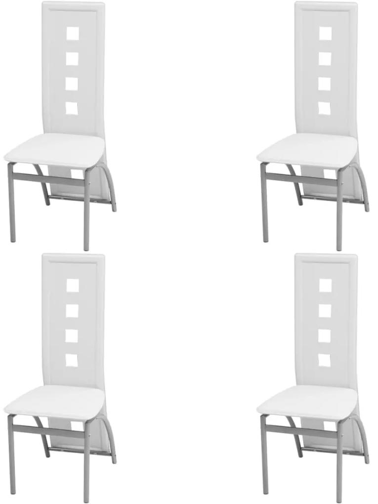 243647 vidaXL Cadeiras de jantar 4 pcs couro artificial branco