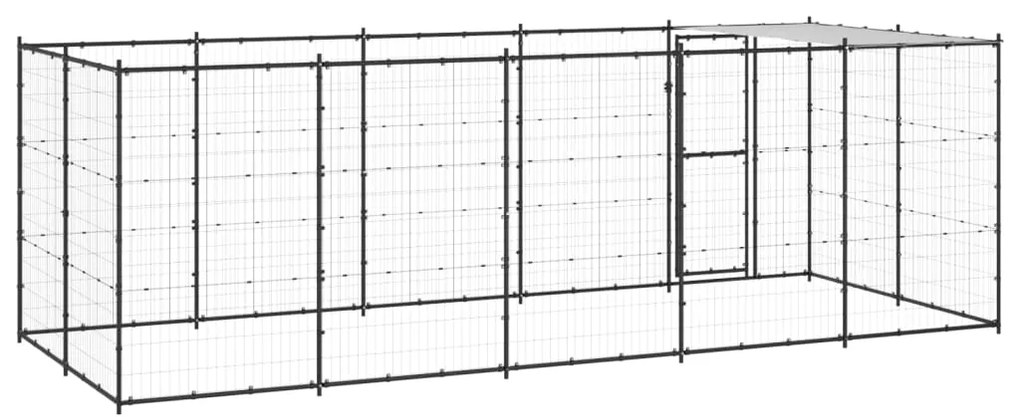 Canil de exterior com telhado 12,1 m² aço
