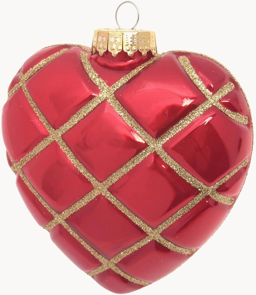 Ornamento de Natal pintado à mão Heart with Plaid
