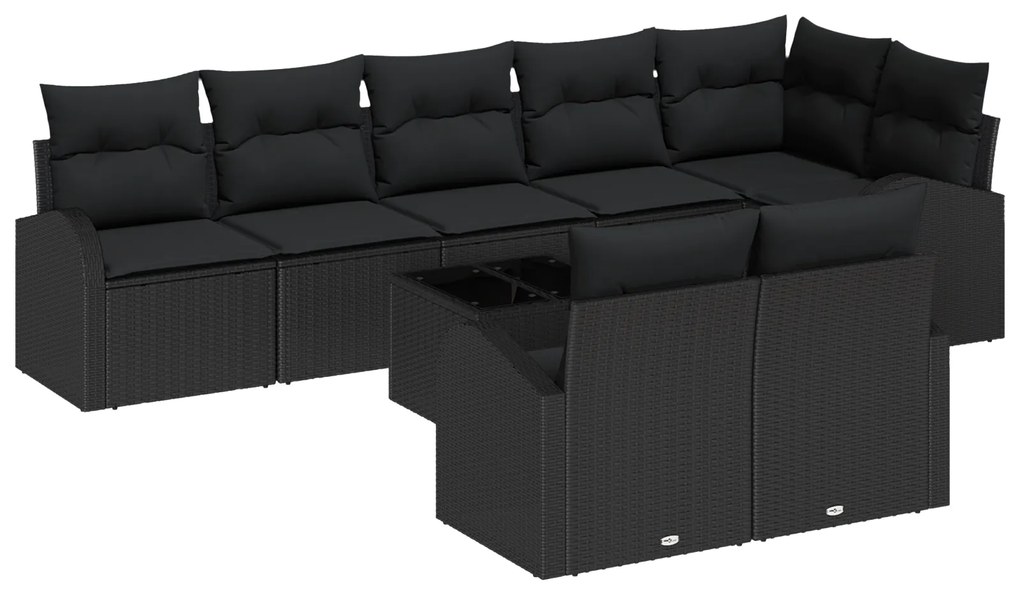 vidaXL Conjunto de Sofá de Jardim de 9 Peças com Almofadas Rattan Poliéster Bege