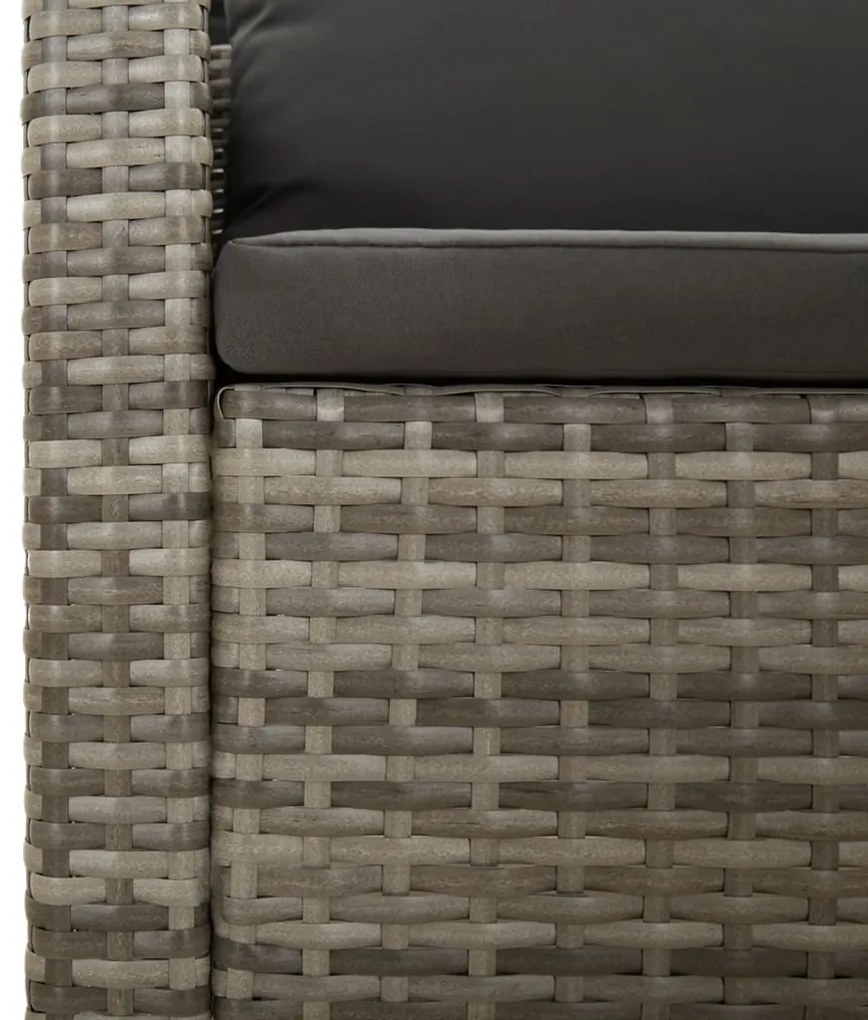 8 pcs conjunto lounge de jardim c/ almofadões vime PE cinzento