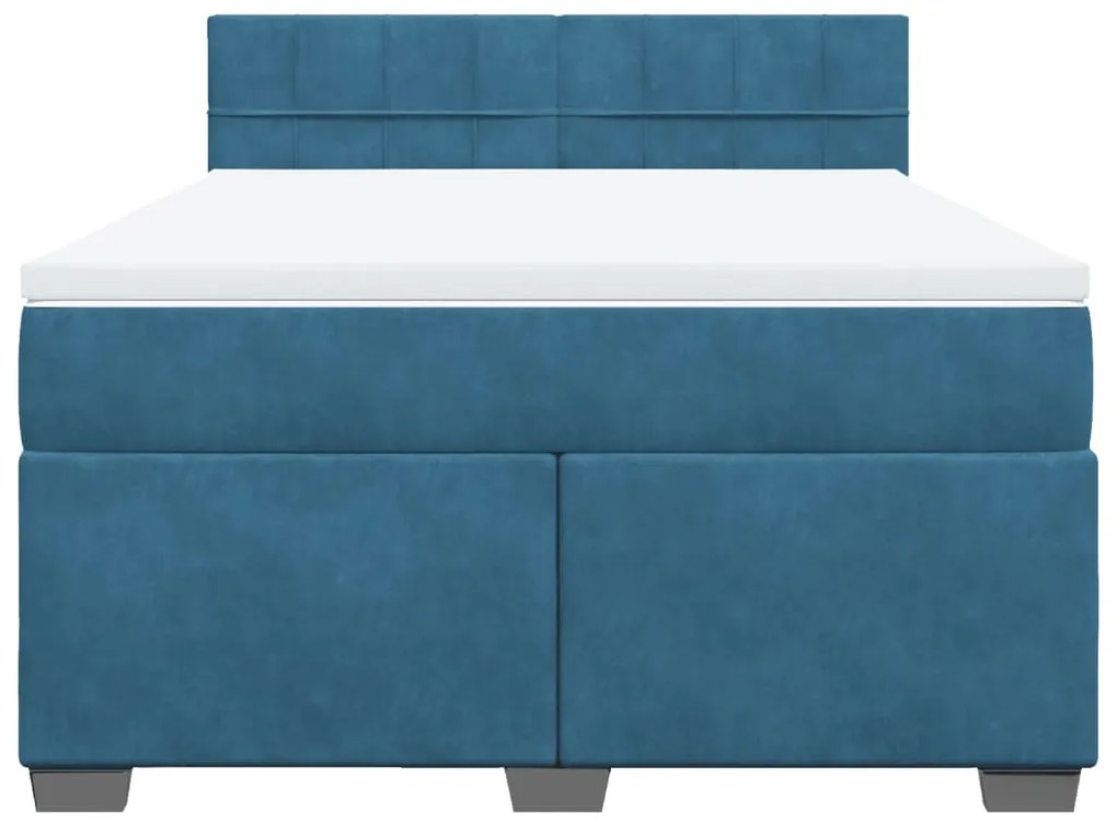 Cama com molas/colchão 140x200 cm veludo azul
