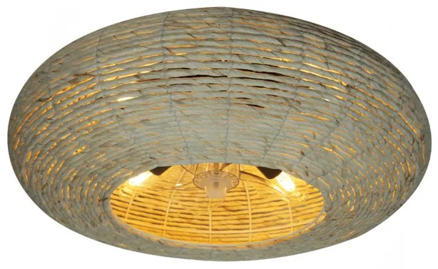 Ventoinha de teto EnergySilence LampAero 600 Natur Wicker de design com motor DC, com uma potência de 20 W e lâmpada integrada, com 5 pás de 11 poleg