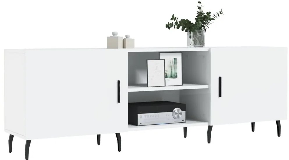 Móvel de TV 150x30x50 cm derivados de madeira branco brilhante