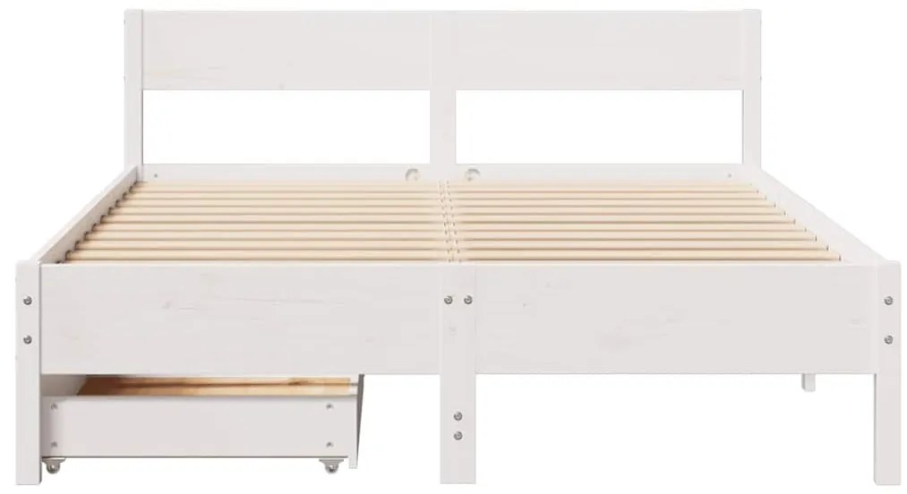 Cama sem colchão 120x200 cm madeira de pinho maciça branco