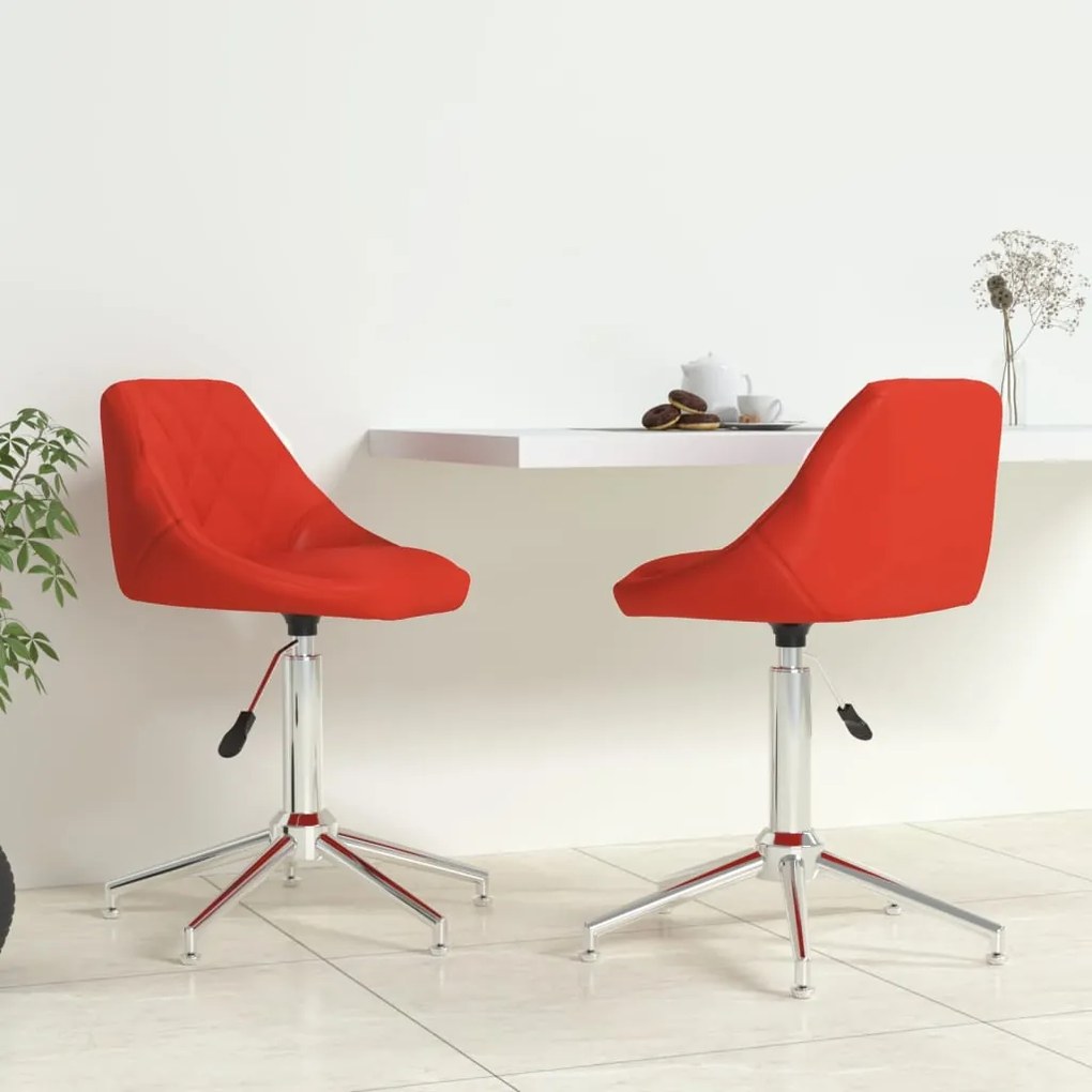 vidaXL Cadeiras de jantar giratórias 2 pcs couro artificial vermelho