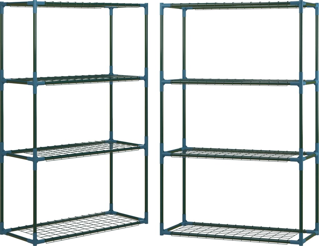 Outsunny Conjunto de 2 Estantes de Flores em aço 4 Níveis Interior e Exterior, suporte para plantas 70 x 27 x 110 cm, verde | Aosom Portugal