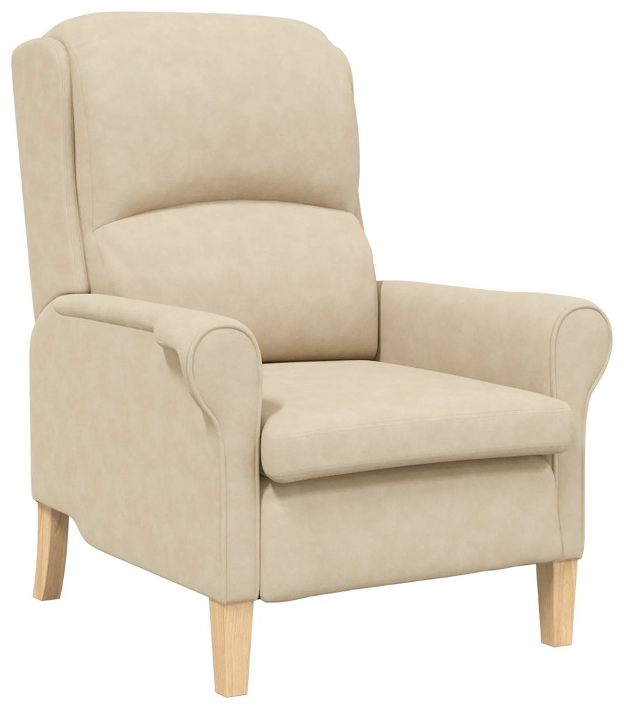 Poltrona Creme Creme Tecido e Madeira Padrão Ergonómica