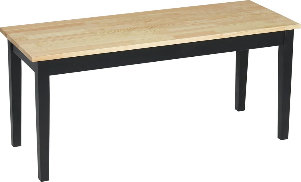HOMCOM Banco de Madeira para 2 Pessoas Bicolor Assento Natural e Base Preta 102x36x45 cm Madeira Natural | Aosom Portugal