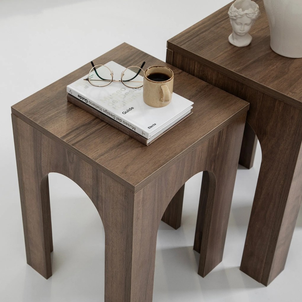 Conjunto de Mesas de Café Collesium – Nogueira – 35 cm x 50 cm e 35 cm