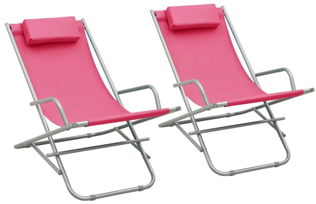 310341 vidaXL Cadeiras de baloiço 2 pcs aço rosa