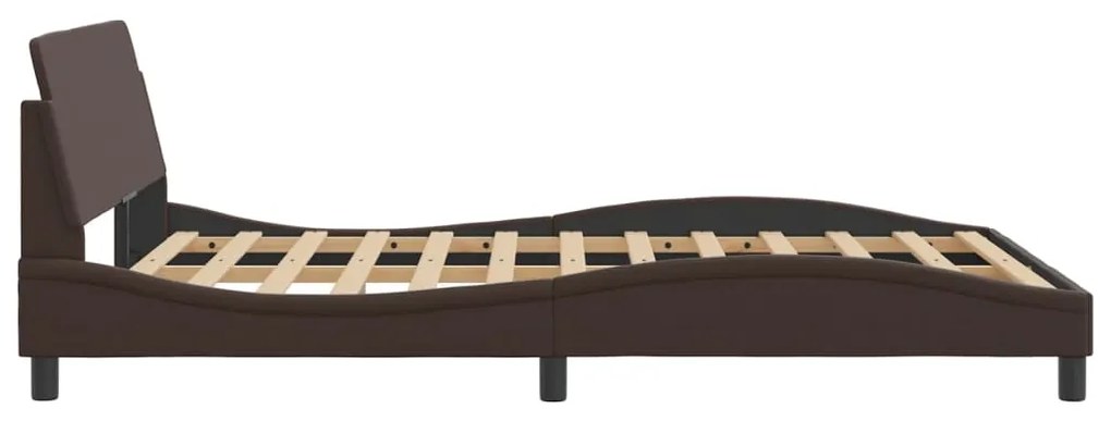 Estrutura cama c/ cabeceira 120x200cm couro artificial castanho