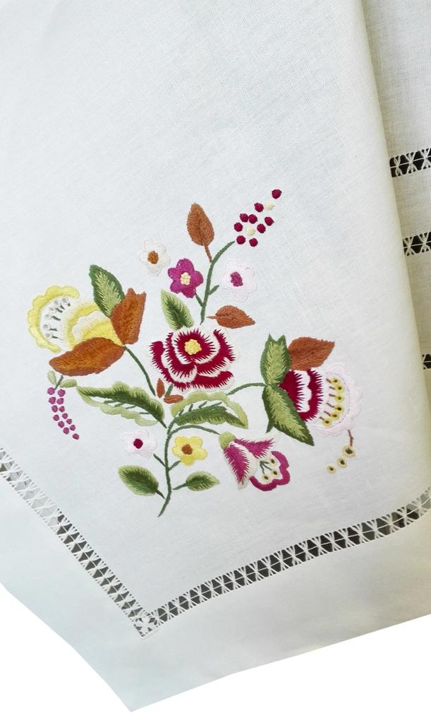 175x275 cm Toalha de mesa de linho bordada a mão - bordados da lixa - Toalha Creative Floral