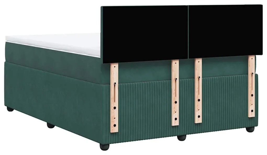 Cama com molas/colchão 140x200 cm veludo verde-escuro