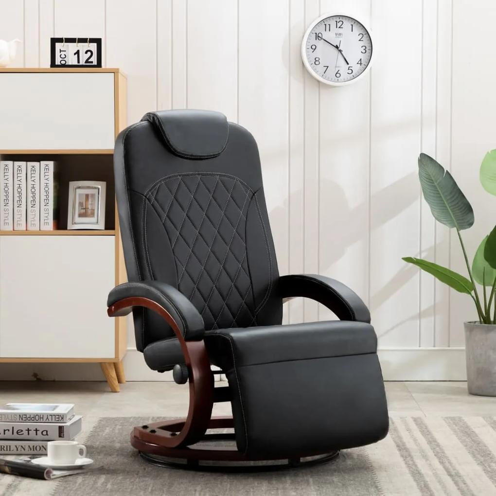 Cadeira de TV reclinável em couro artificial preto