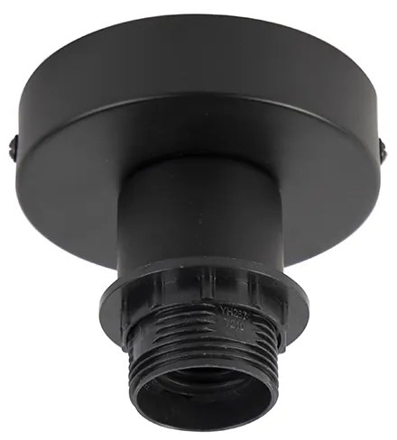Candeeiro de teto veludo preto mate com aba dourado 25 cm - Combi Moderno