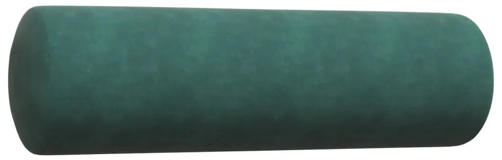 3 pcs conjunto sofás com almofadões e rolos veludo verde-escuro