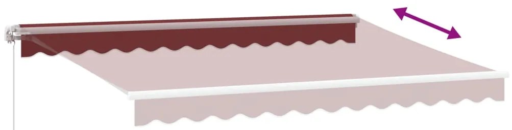 Toldo retrátil manual com luz LED 350x250 cm bordô
