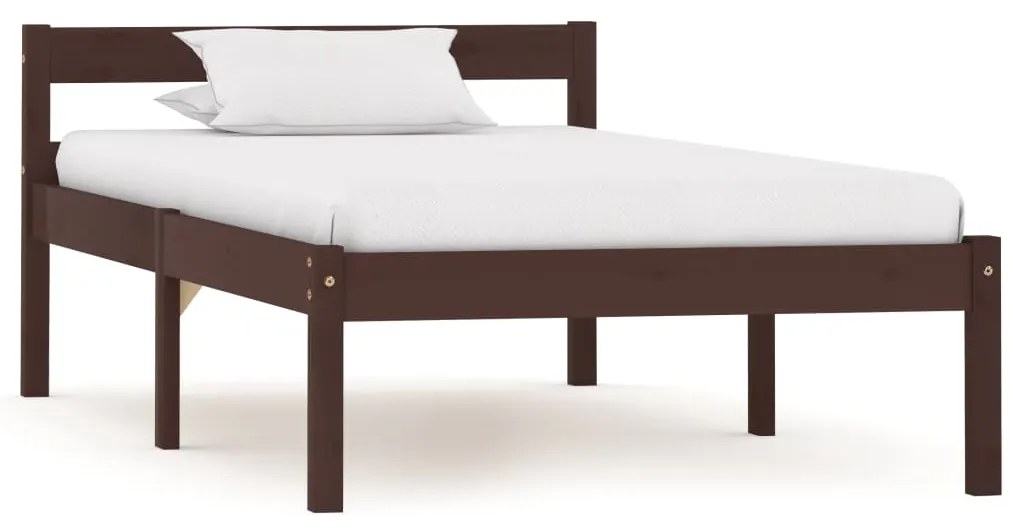 Estrutura de cama 90x200 cm pinho maciço castanho-escuro