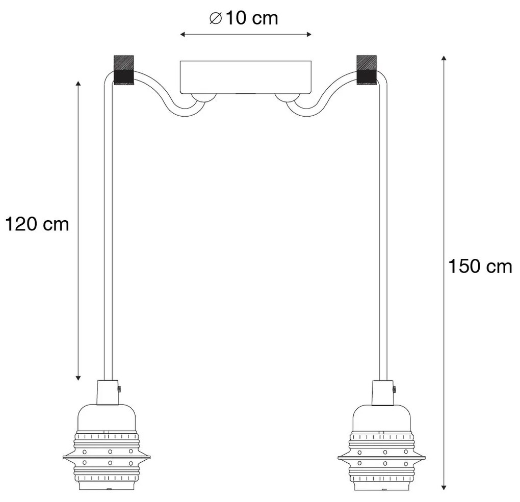 Candeeiro de suspensão preto 2 luzes - Cava Moderno