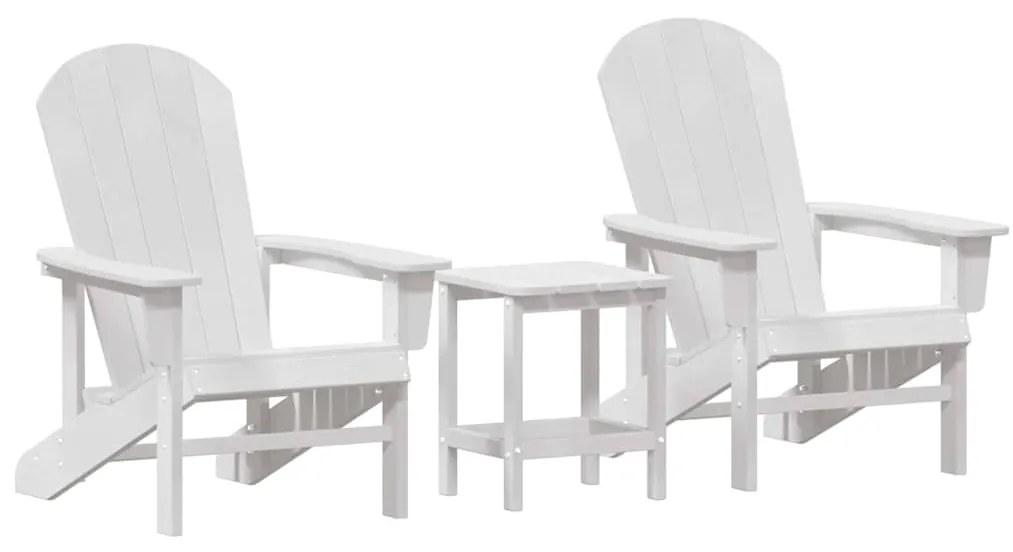 Conjunto de Lounge de Jardim 3 Peças Branco HDPE vidaXL