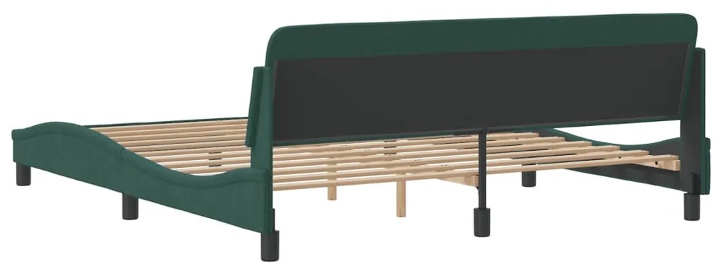 Estrutura de cama sem colchão 180x200 cm veludo verde-escuro