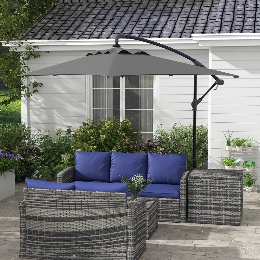 Chapéu de Sol Excêntrico 294x193 cm Chapéu de Sol de Jardim com Base C