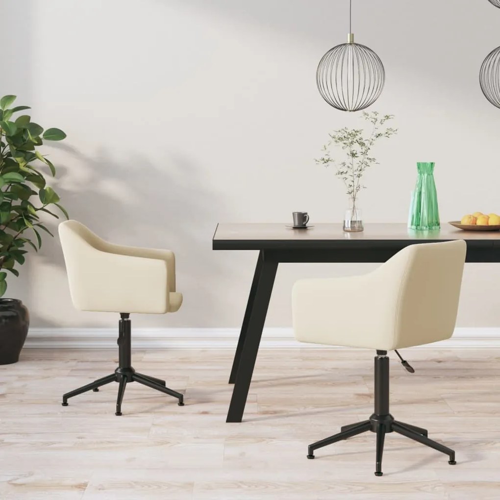 vidaXL Cadeiras de jantar giratórias 2 pcs veludo cor creme
