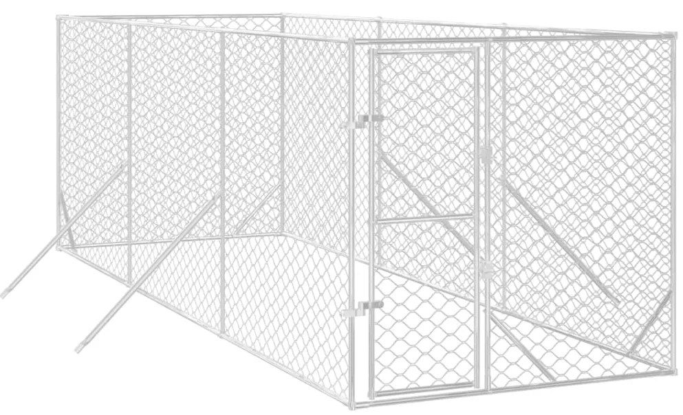 Canil de exterior 2x6x2 m aço galvanizado prateado