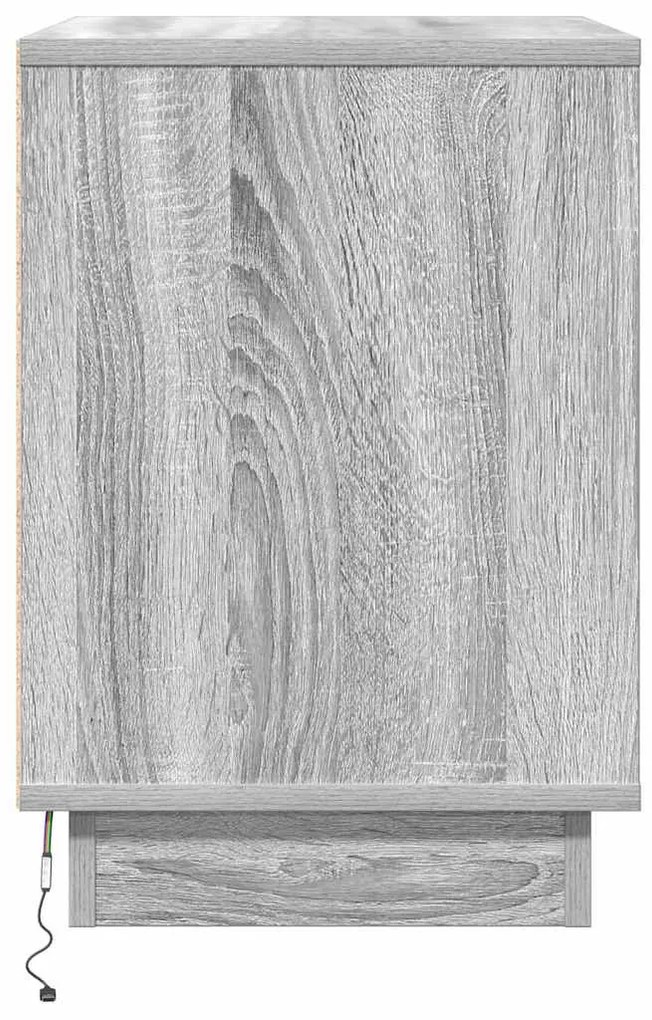 Criado-mudo com LED Cinza Sonoma 50x34,5x50 cm