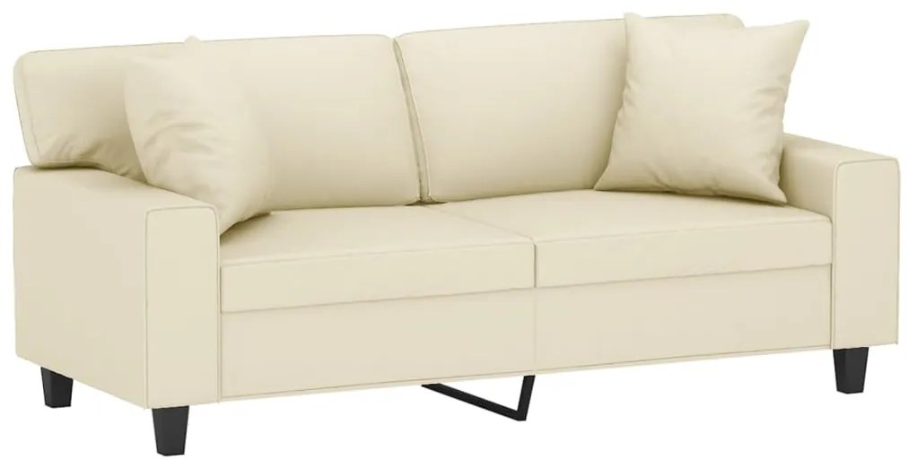Sofá 2 lugares + almofadas decorativas 140cm couro artif. creme