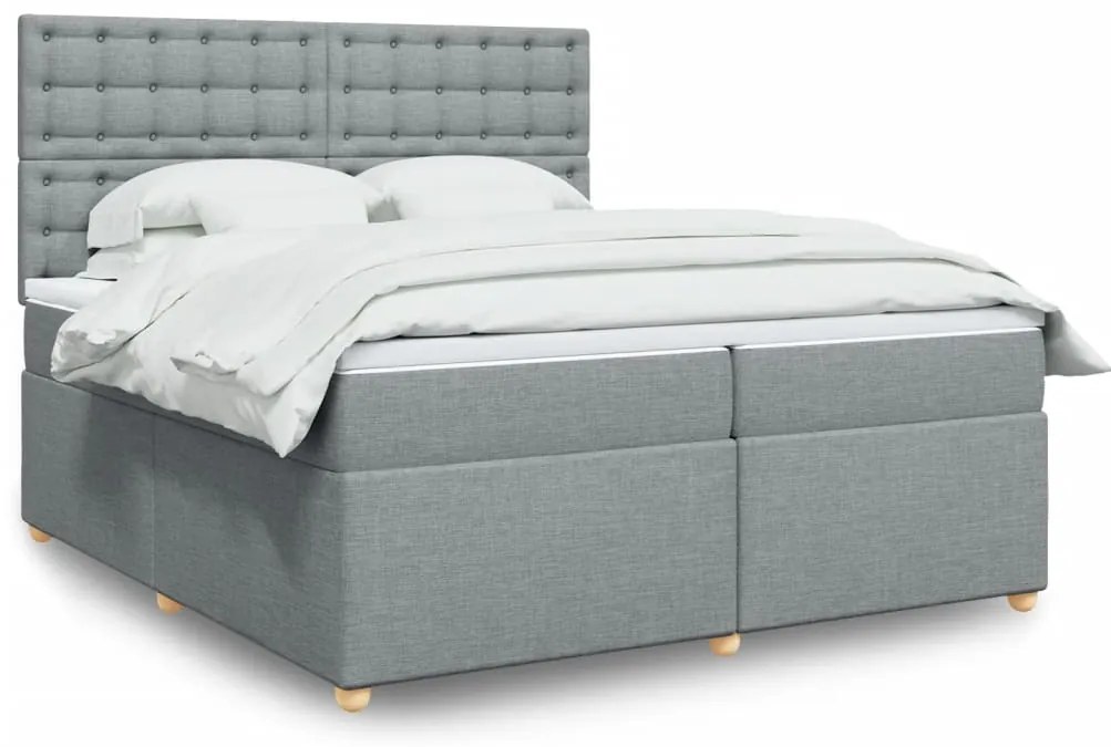 vidaXL Cama com molas/colchão 200x200 cm tecido cinza-claro