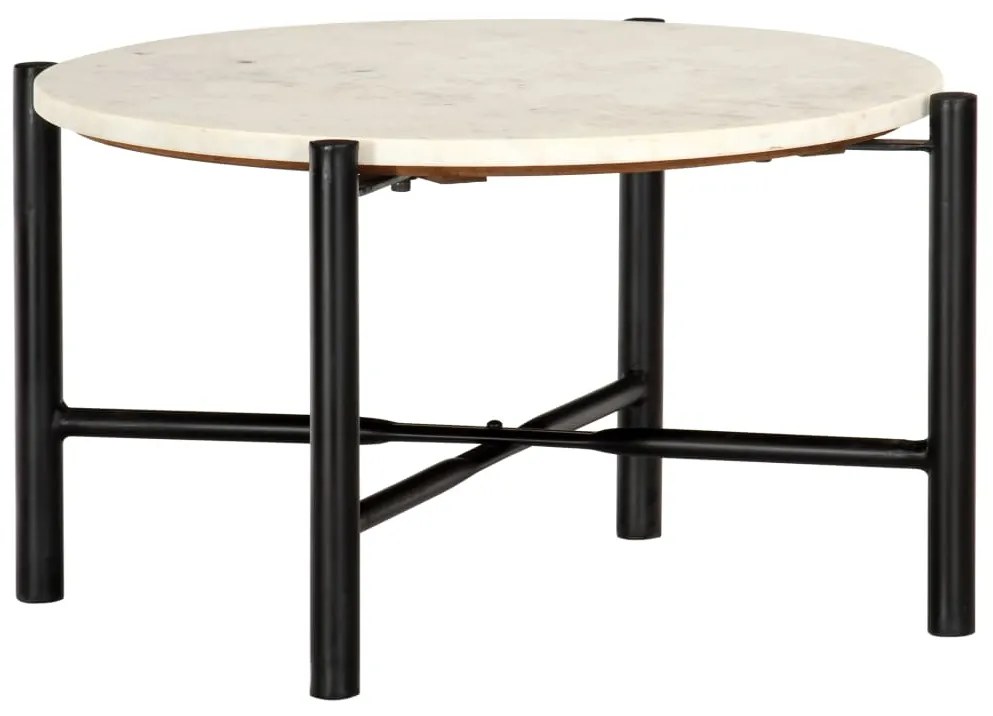 286449 vidaXL Mesa de centro 60x60x35cm pedra genuína textura mármore branco