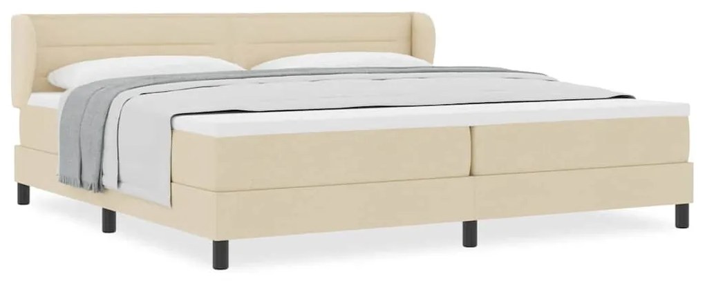 Cama Box Spring com Colchão Creme 200x200 cm Tecido