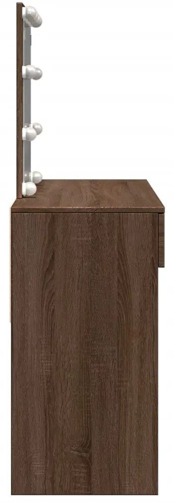 Toucador com LEDs 100x40x130 cm cor carvalho castanho