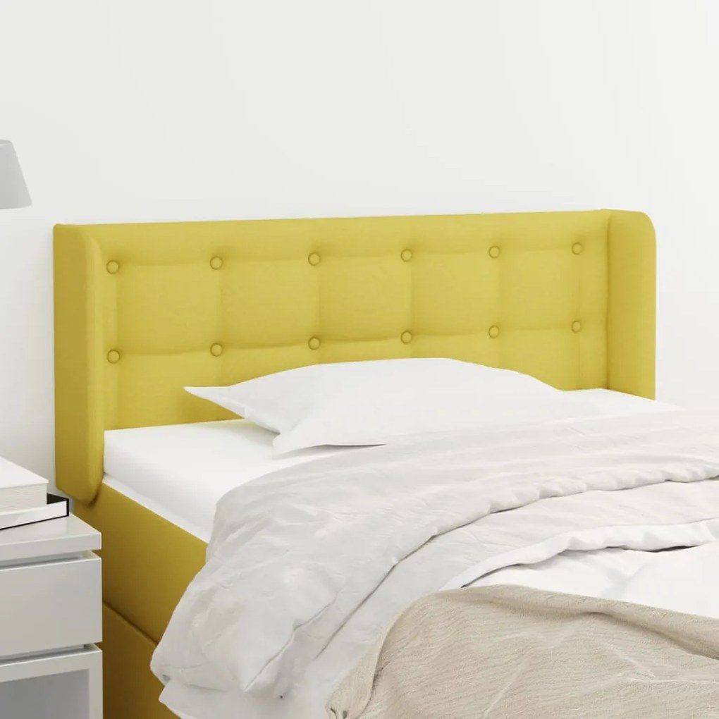 vidaXL Cabeceira de cama c/ abas tecido 83x16x78/88 cm verde