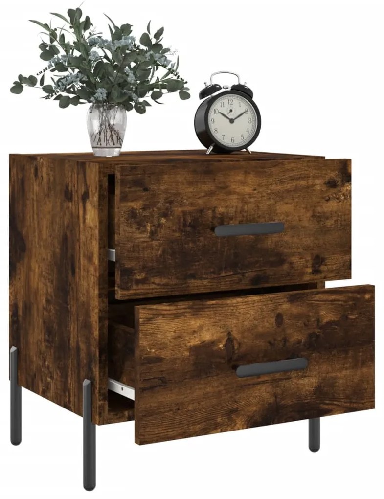 Mesa de cabeceira 2 pcs derivados de madeira carvalho fumado