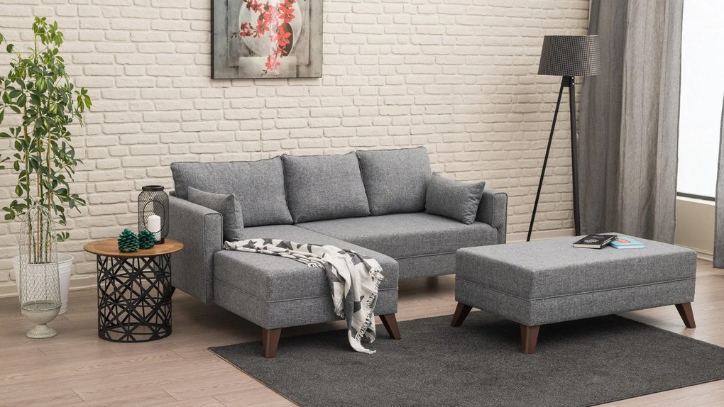Sofá-Cama de Canto Bella – Cinzento – 205 x 85 x 140 cm