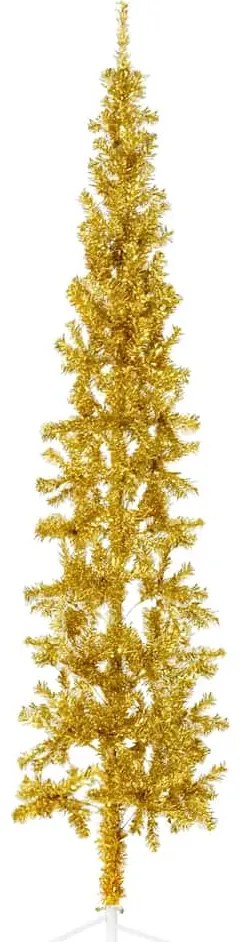Meia árvore de Natal fina com suporte 180 cm dourado