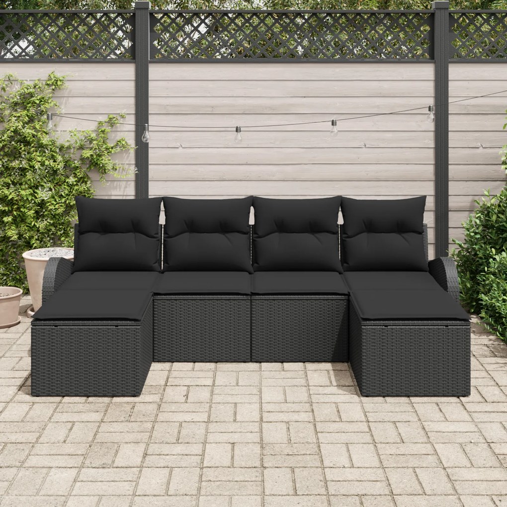 Conjunto de Sofá para Jardim vidaXL de 6 Peças com Almofadas de Poli R