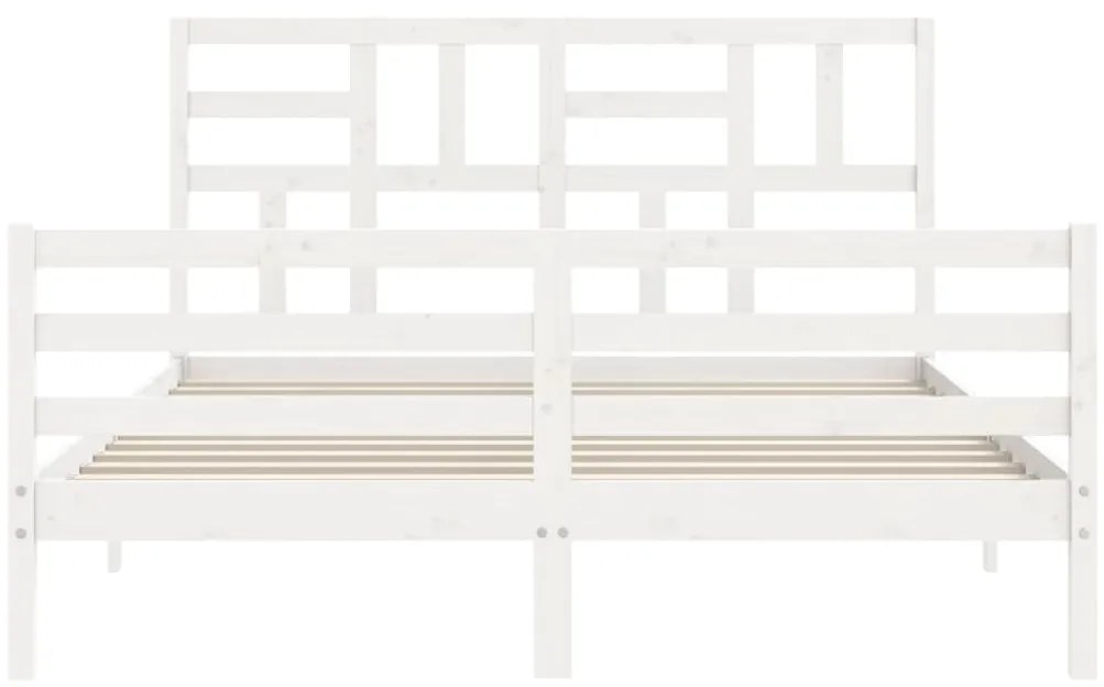 Estrutura de cama King Size com cabeceira madeira maciça branco