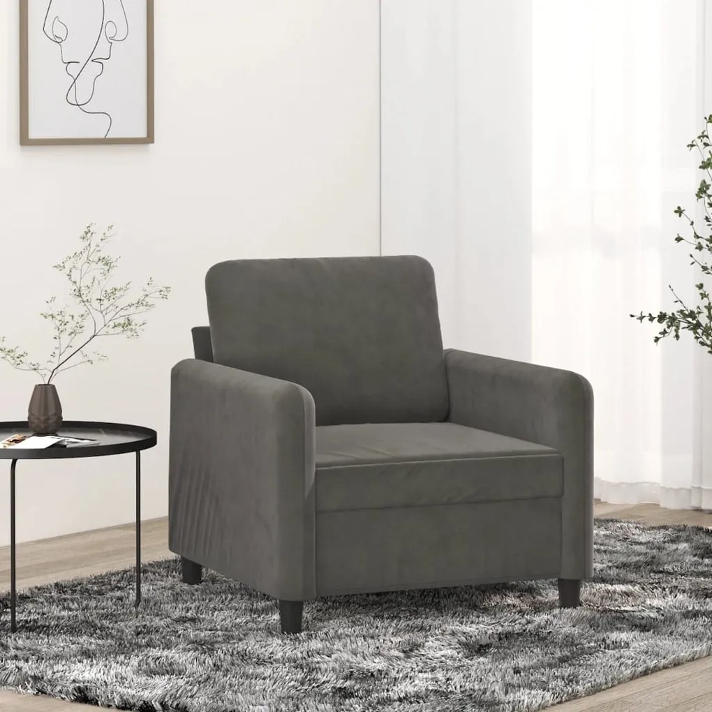 vidaXL Poltrona 60 cm veludo verde-escuro