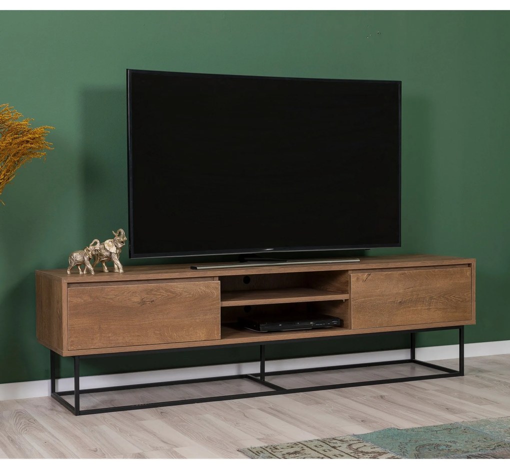Conjunto de Mobiliário de Sala Laxus – Nogueira e Preto – 90x39x40 cm