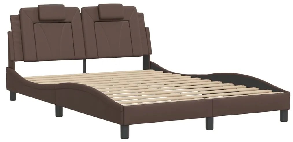 Estrutura cama c/ cabeceira 120x200cm couro artificial castanho