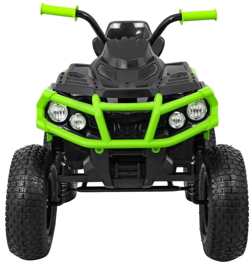 Moto 4 elétrica para crianças 12V ATV AIR, Rodas de AR, assento couro ecológico Verde/Preta