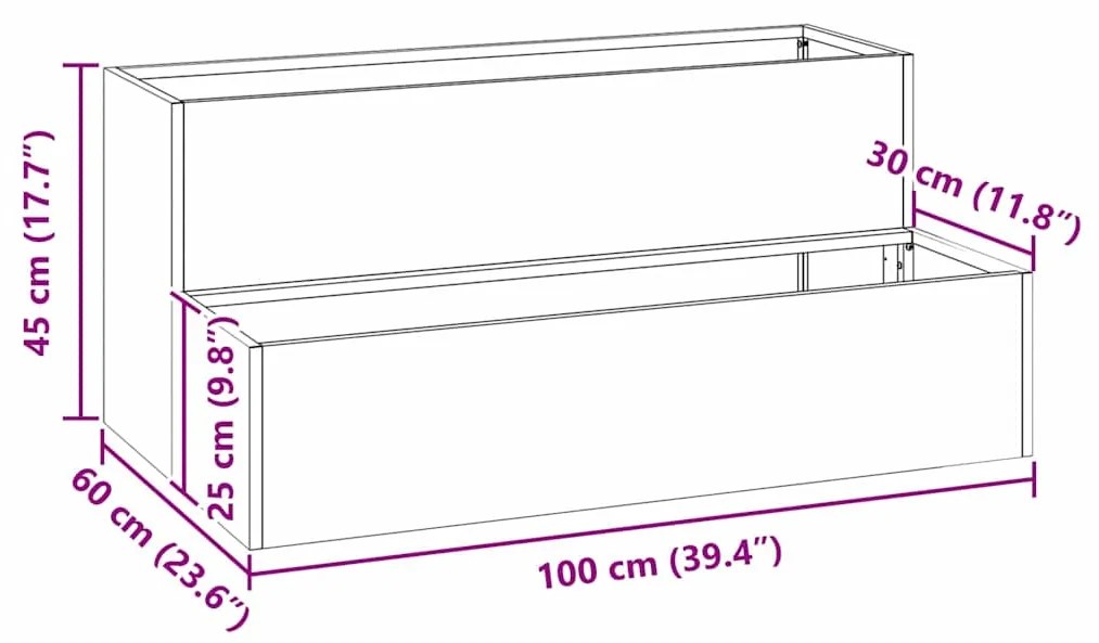 Jardineira 2 Níveis 100x60x45 cm Aço Branco