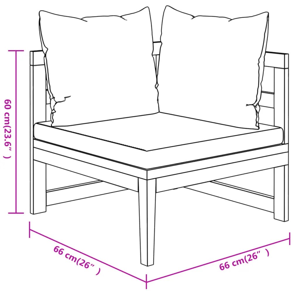 3 pcs conj. lounge de jardim c/ almofadões cinza-escuro acácia