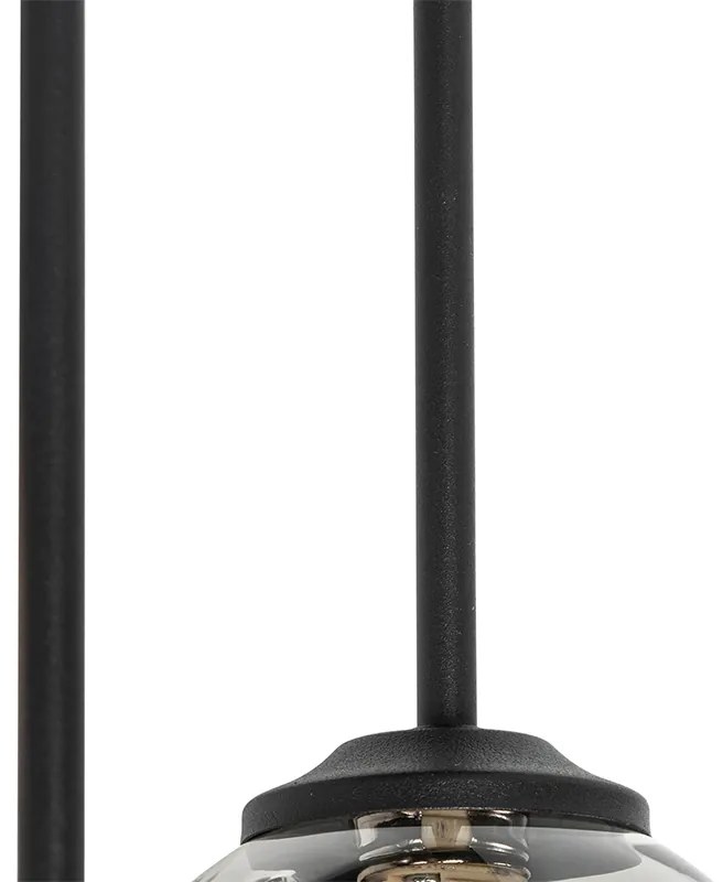 Candeeiro de teto moderno preto 5 luzes vidro fumê - ATHENS Rústico