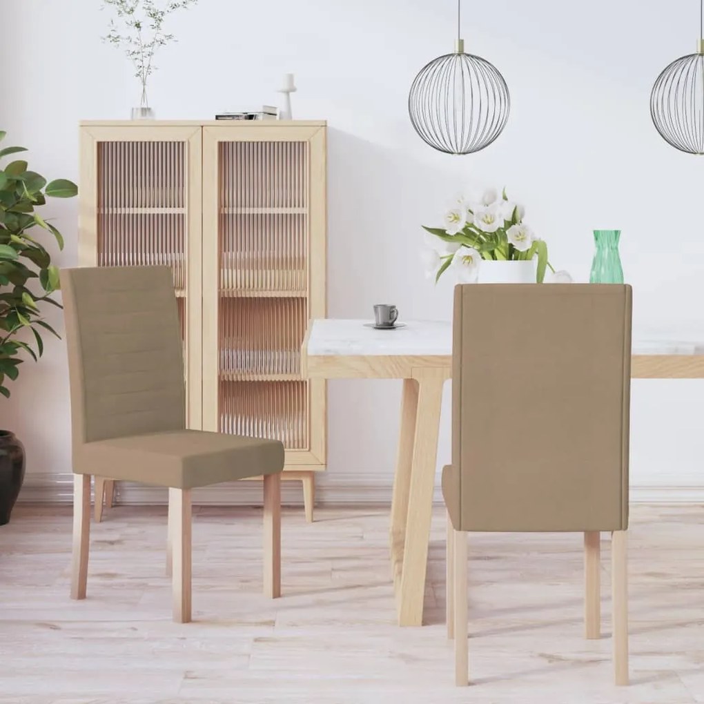 vidaXL Cadeiras de jantar 2 pcs tecido cinzento-acastanhado