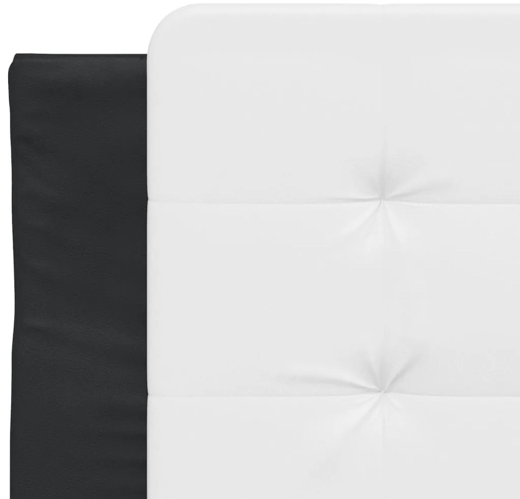 Cama com colchão 100x200 cm couro artificial preto e branco